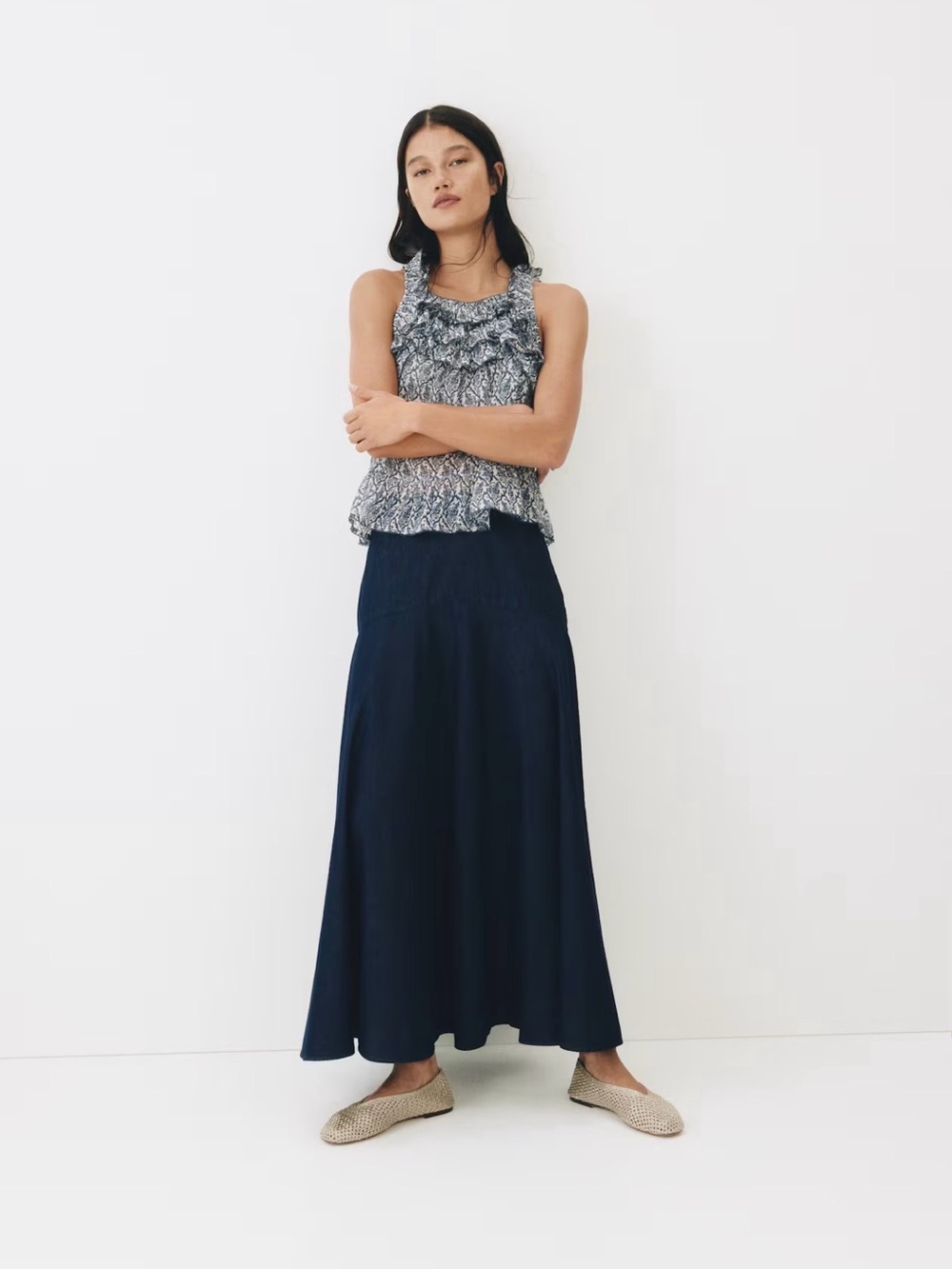 H&M Flared Denim Skirt Size 8 NWT